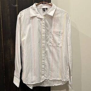 Adorable! White Button Down with Colourful Pinstripes